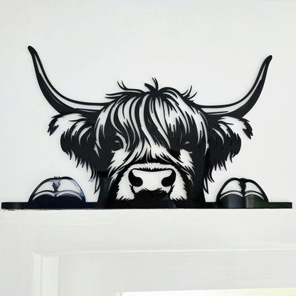 Peeking Highland Cow Wall Art Whimsic 