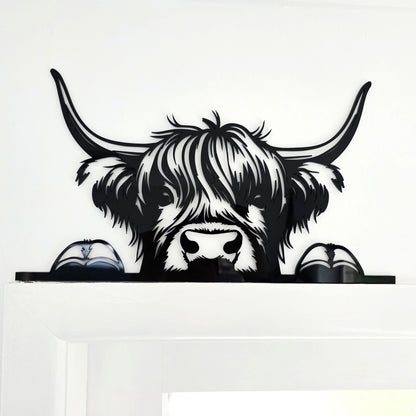 Peeking Highland Cow Wall Art Whimsic 