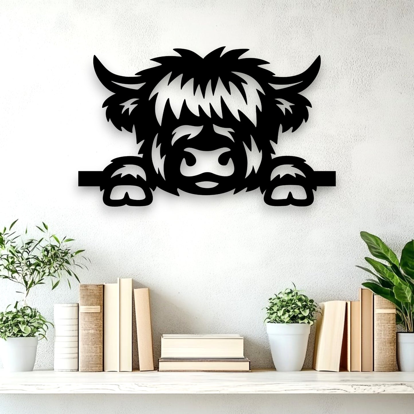 Peeking Highland Cow Wall Decor