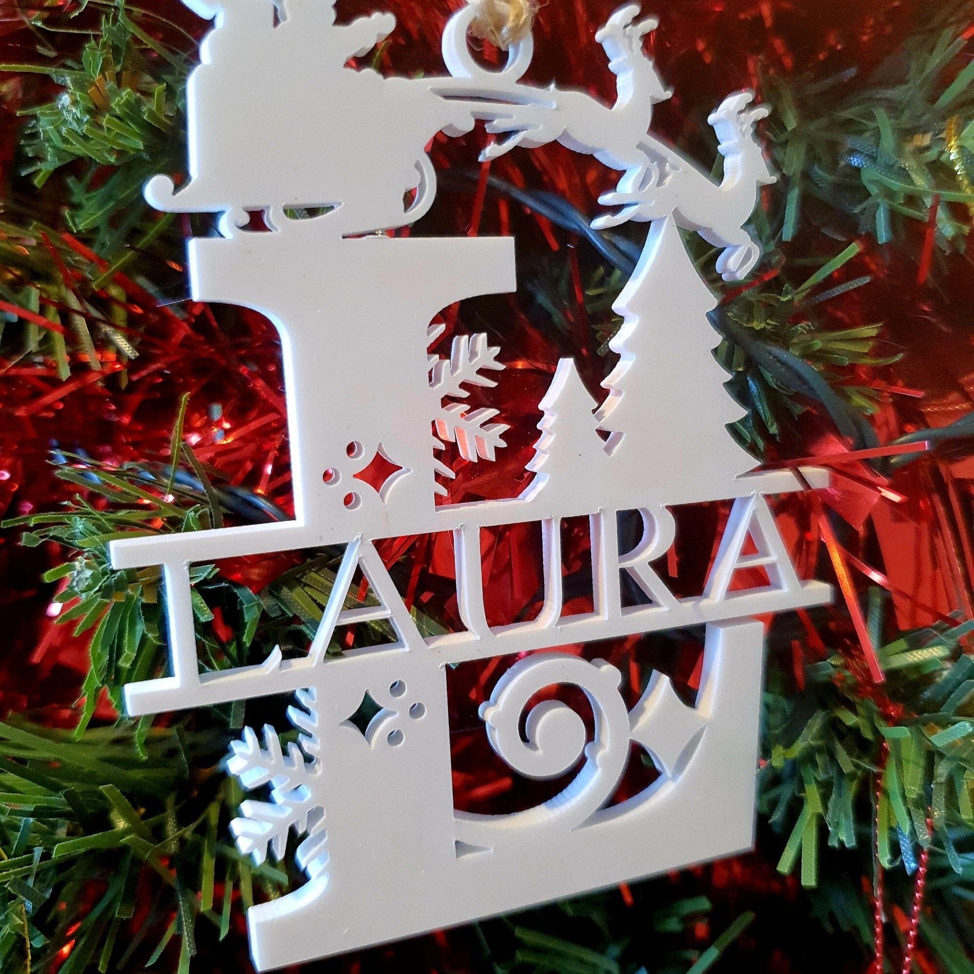 Personalised Christmas Santa Sleigh Ornament Whimsic 