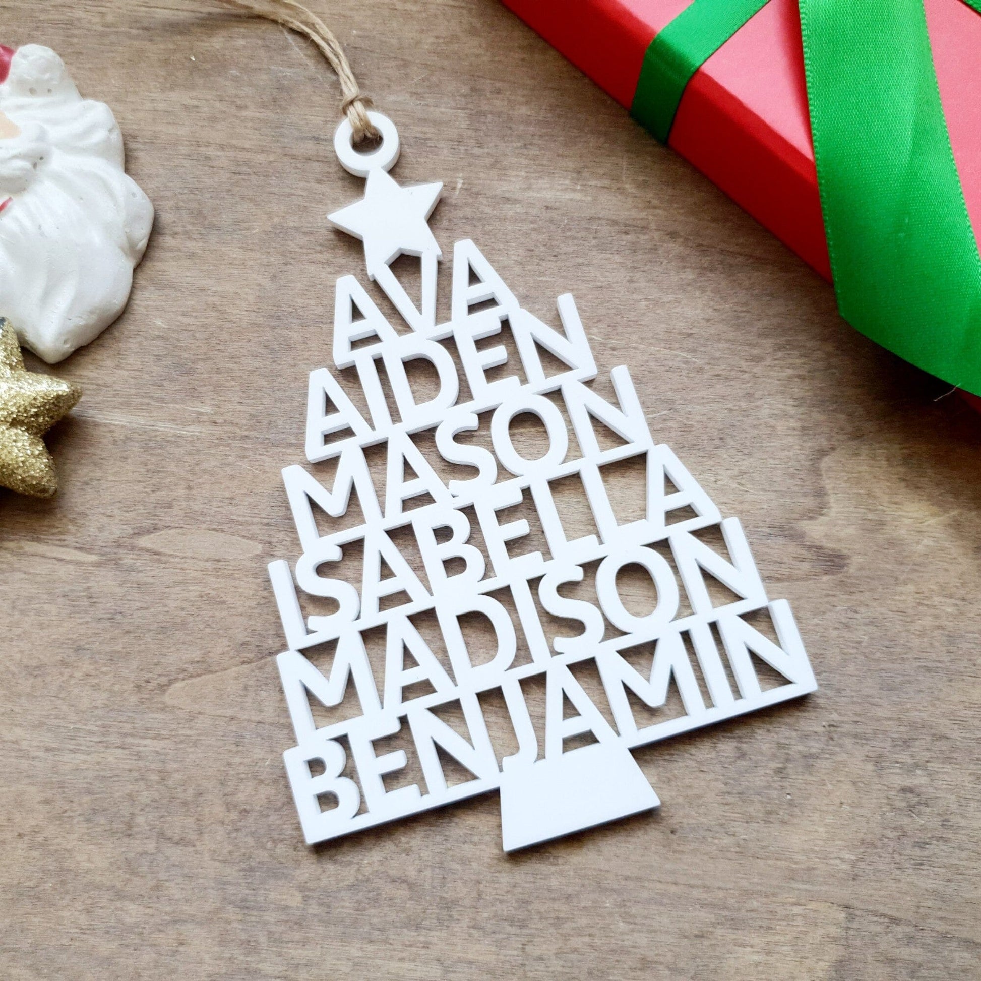 Personalised Christmas Tree Ornament Whimsic Gloss White Acrylic 