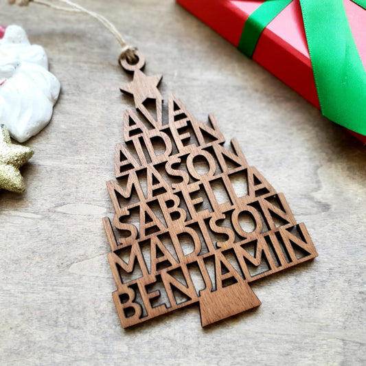 Personalised Christmas Tree Ornament Whimsic Stained Wood 