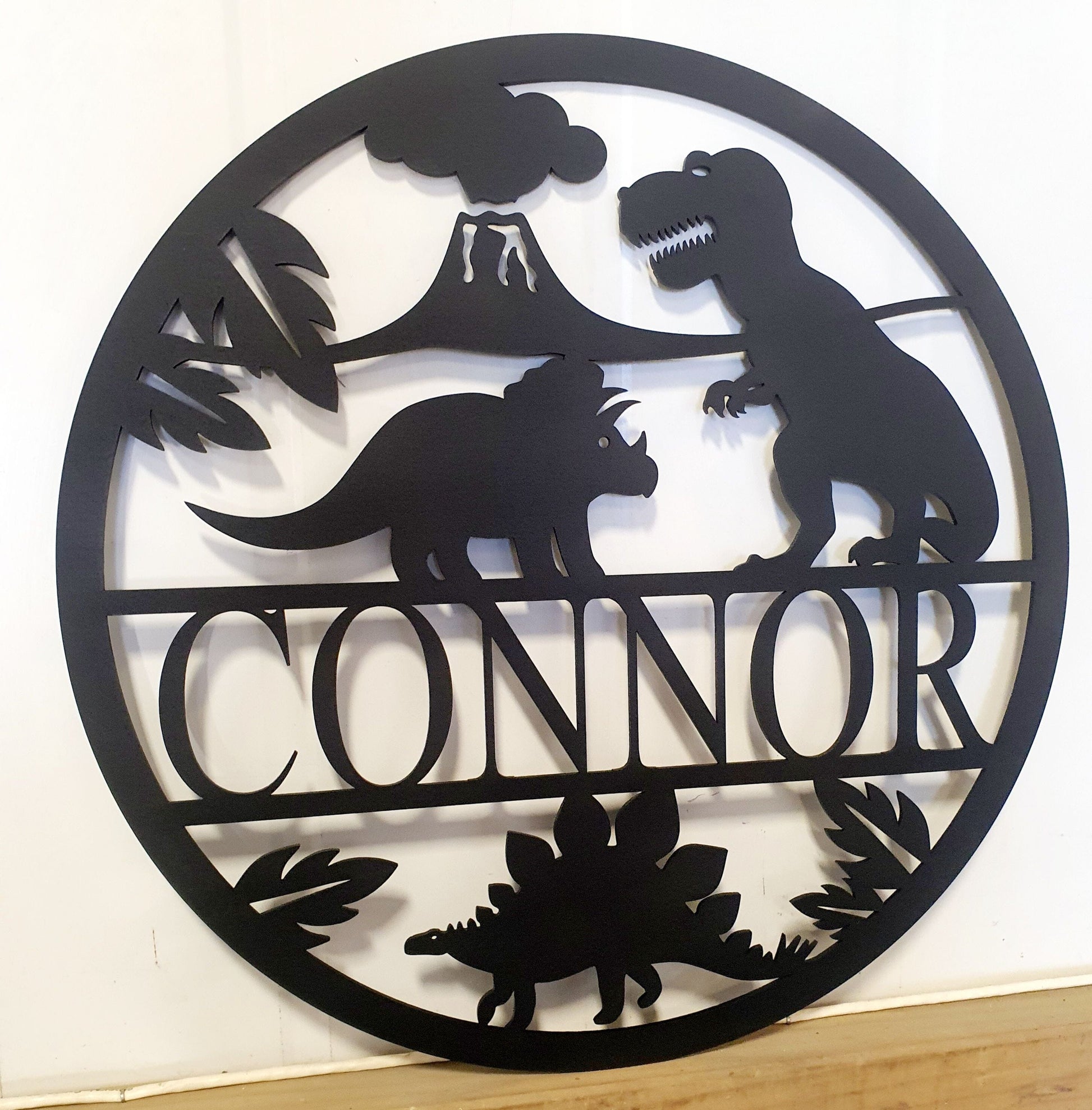 Personalised Dinosaur Name Round Whimsic 
