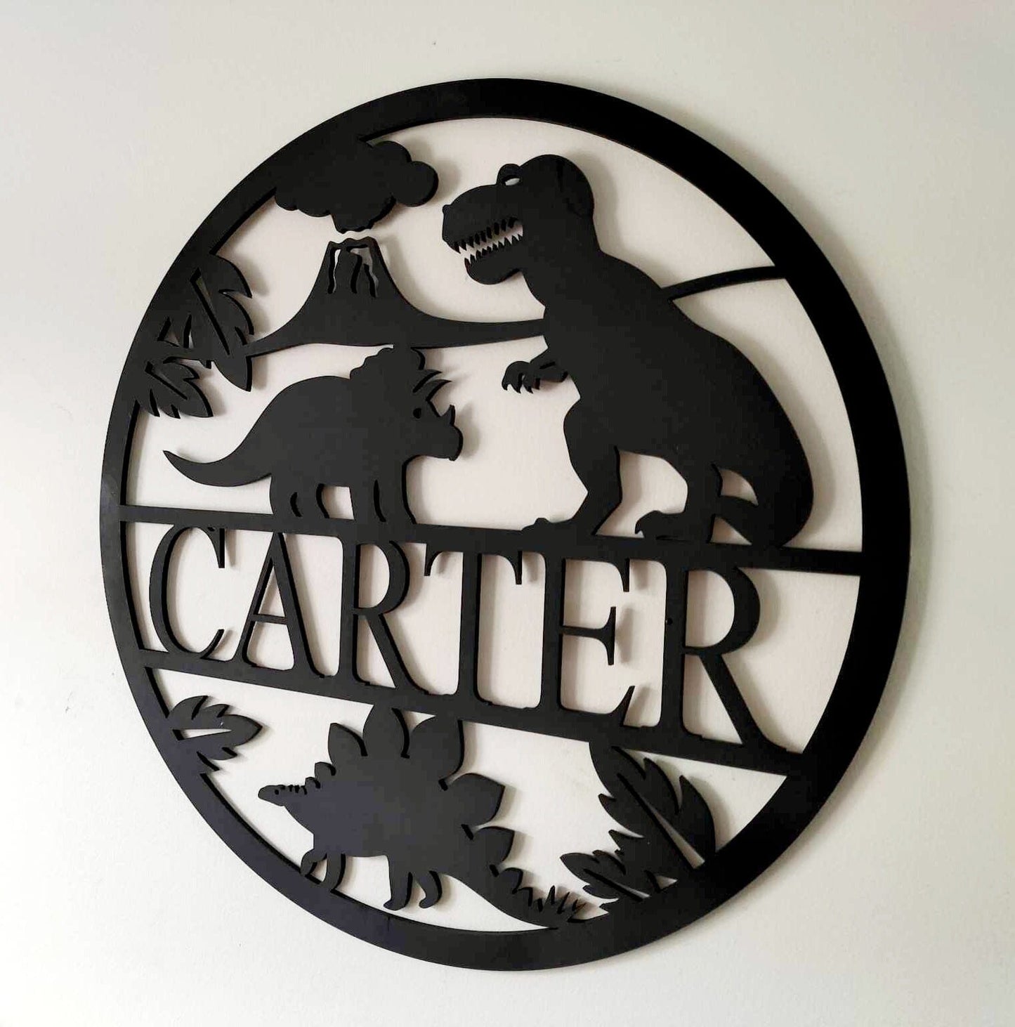 Personalised Dinosaur Name Round Whimsic 