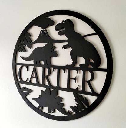 Personalised Dinosaur Name Round Whimsic 