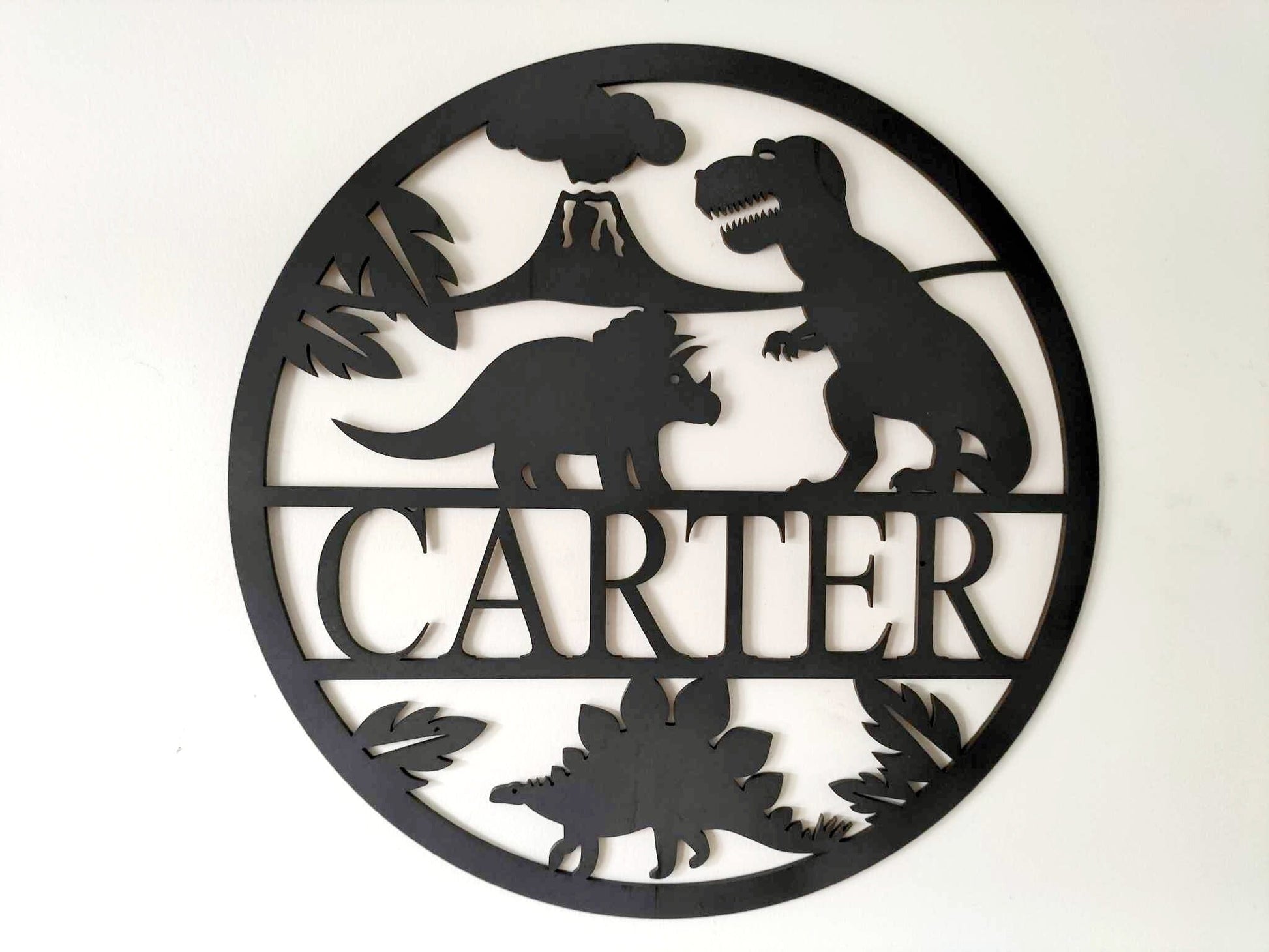 Personalised Dinosaur Name Round Whimsic 