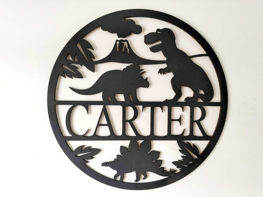 Personalised Dinosaur Name Round Whimsic 