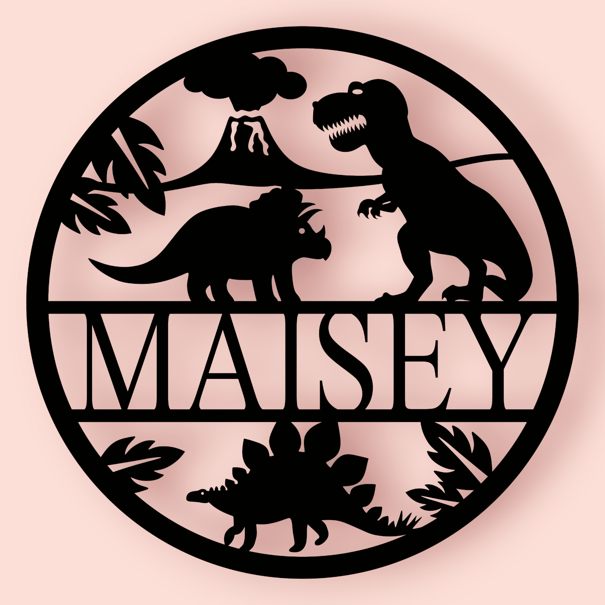 Personalised Dinosaur Name Round Whimsic 