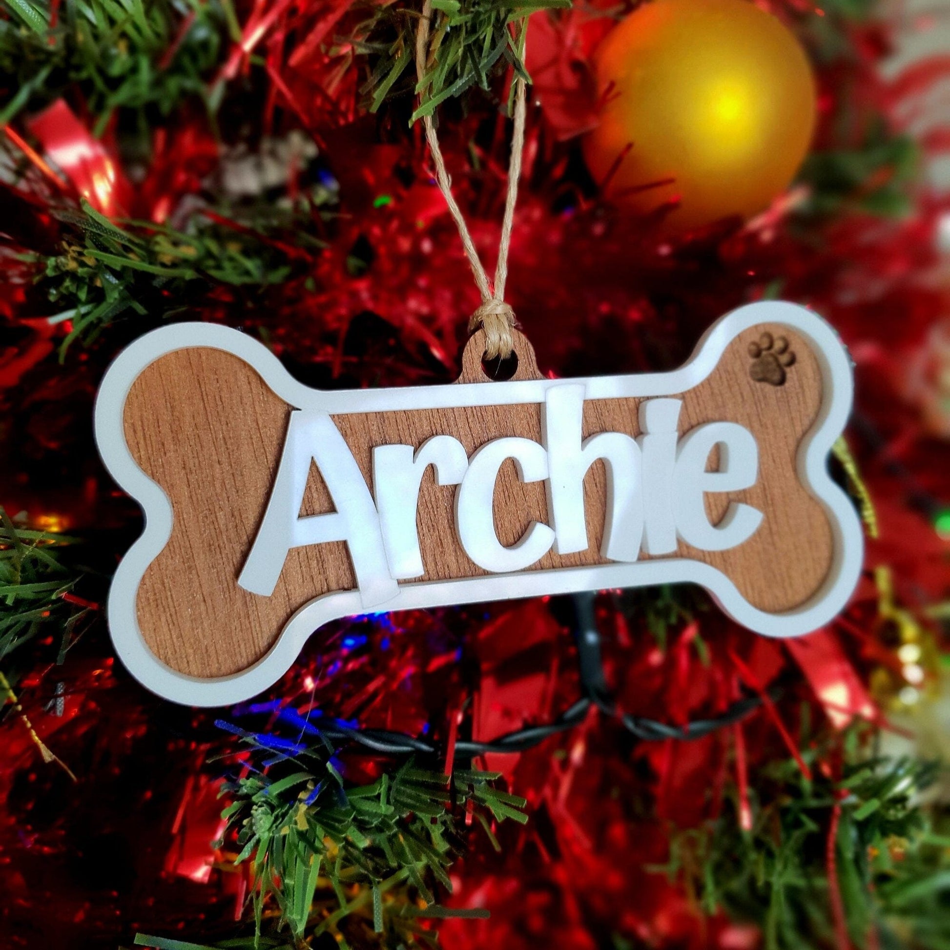 Personalised Dog Bone Ornament Whimsic 