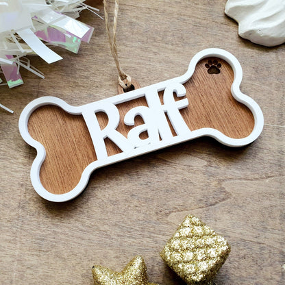 Personalised Dog Bone Ornament Whimsic 