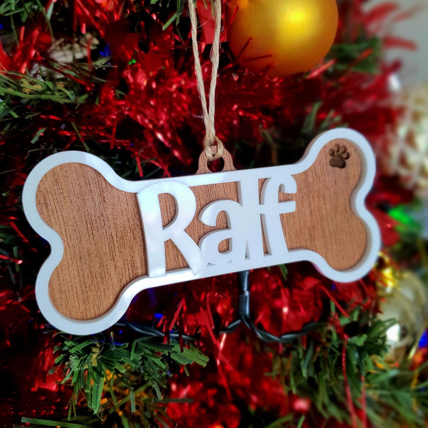 Personalised Dog Bone Ornament Whimsic 