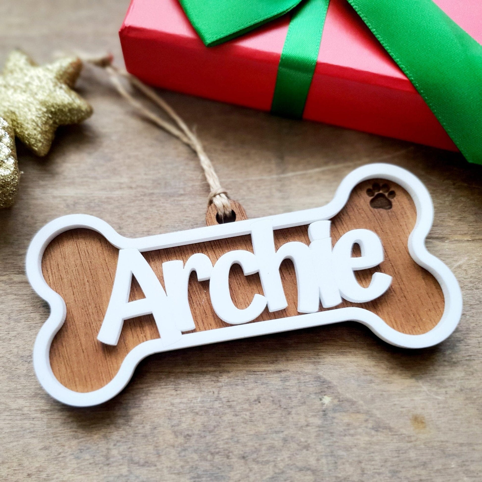 Personalised Dog Bone Ornament Whimsic 