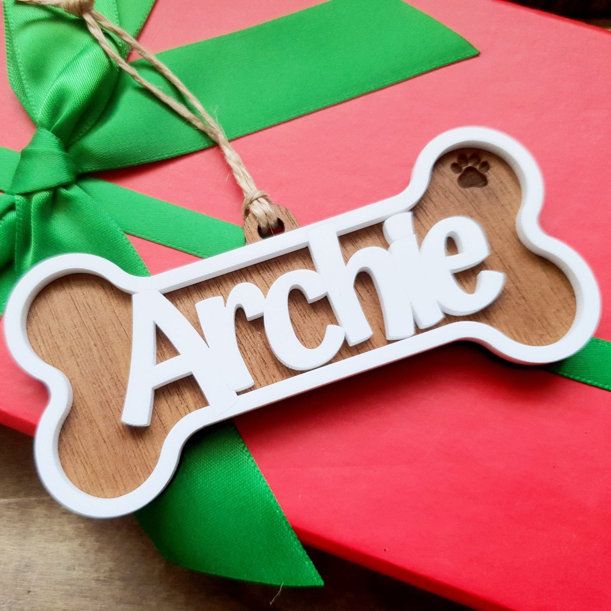 Personalised Dog Bone Ornament Whimsic 