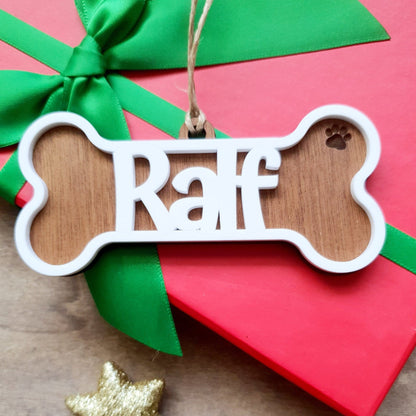 Personalised Dog Bone Ornament Whimsic 