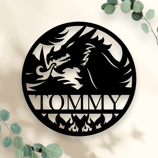 Personalised Dragon Name Round Whimsic 