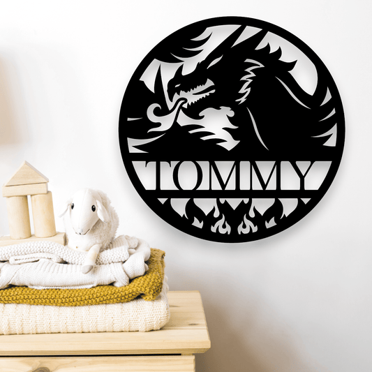 Personalised Dragon Name Round Whimsic 