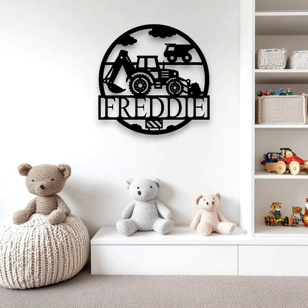 Personalised Excavator Name Round Whimsic 