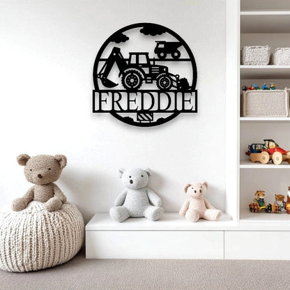 Personalised Excavator Name Round Whimsic 