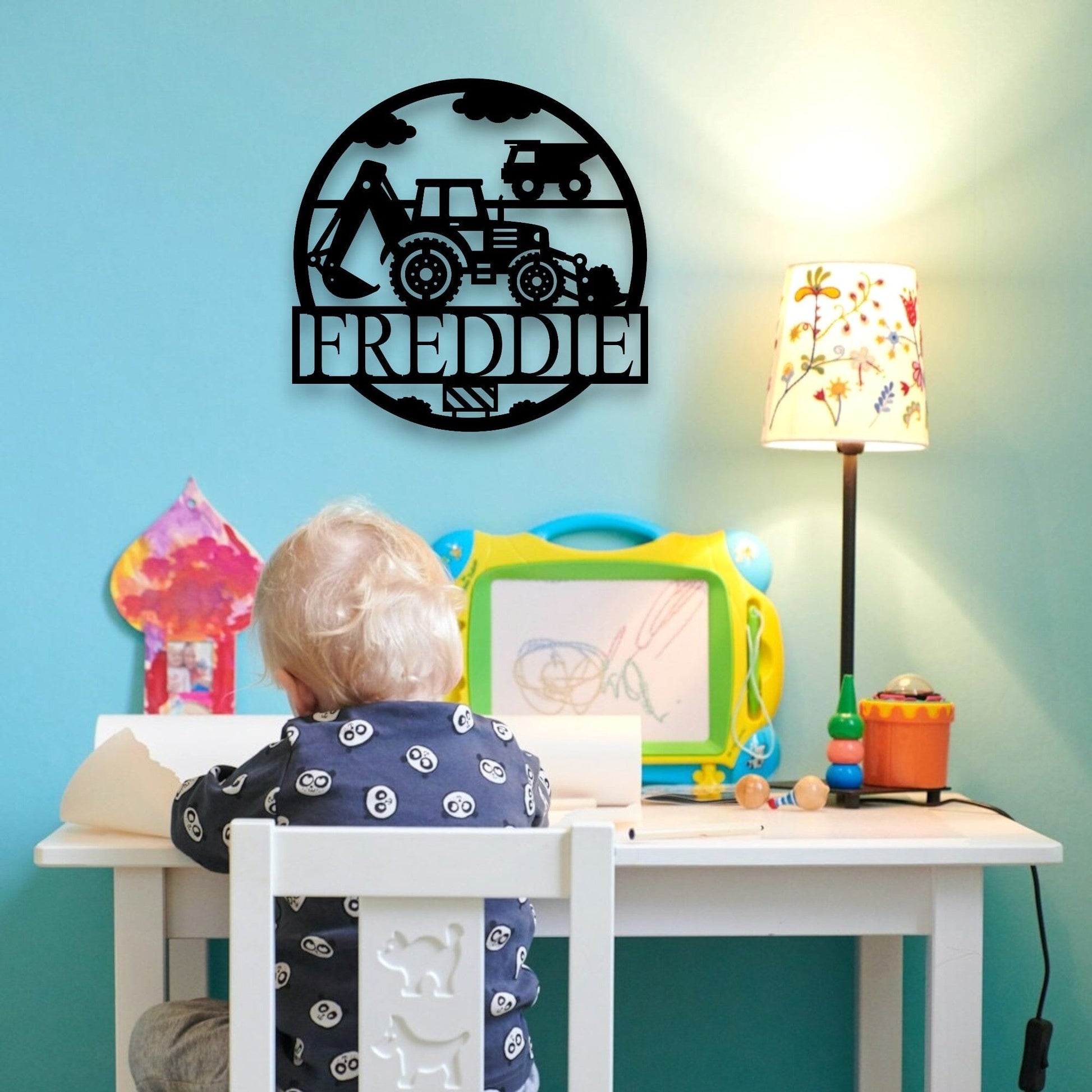 Personalised Excavator Name Round Whimsic 