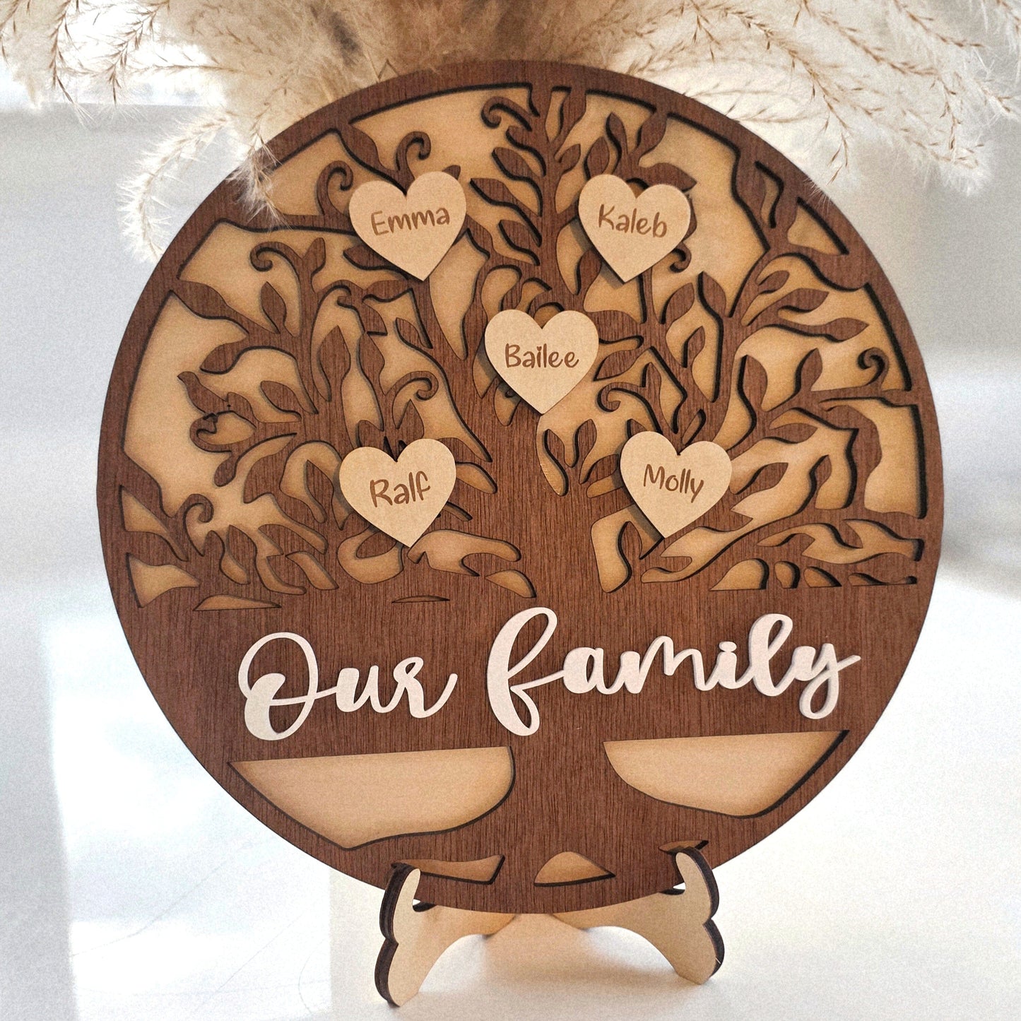 Personalised Family Tree Whimsic With Display Stand Grandkids 