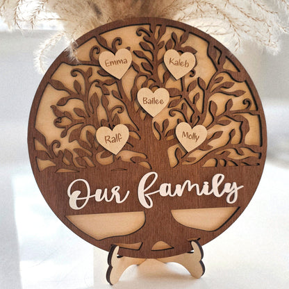 Personalised Family Tree Whimsic With Display Stand Grandkids 