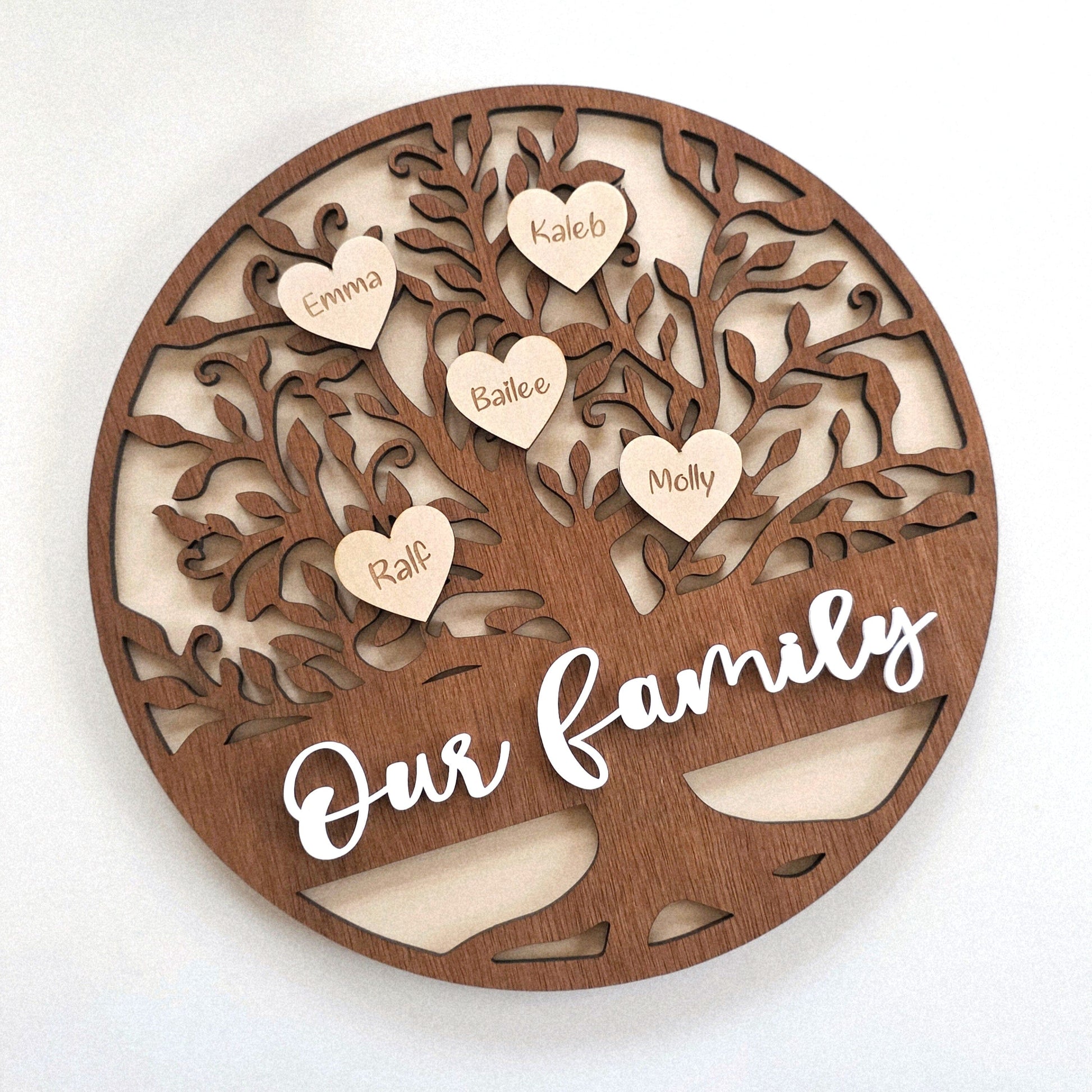 Personalised Family Tree Whimsic Without Display Stand Grandkids 
