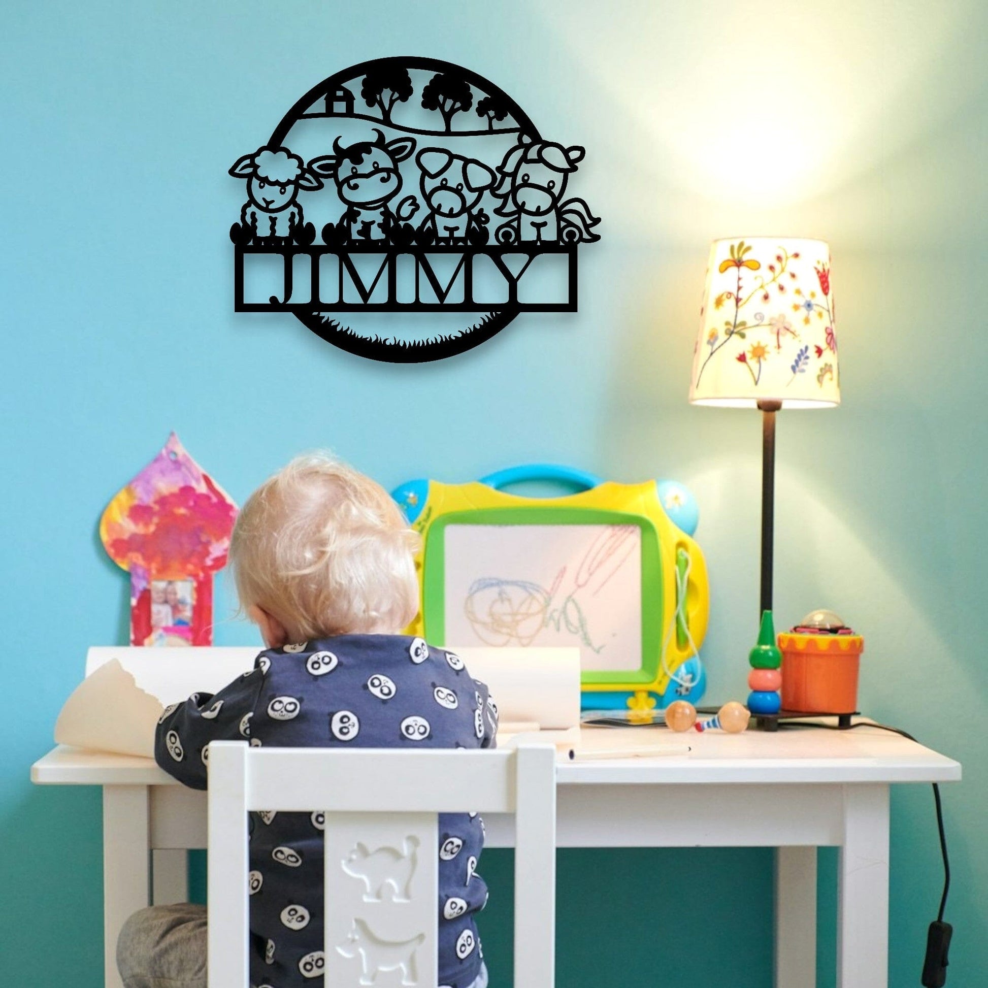 Personalised Farm Animals Name Round Whimsic 