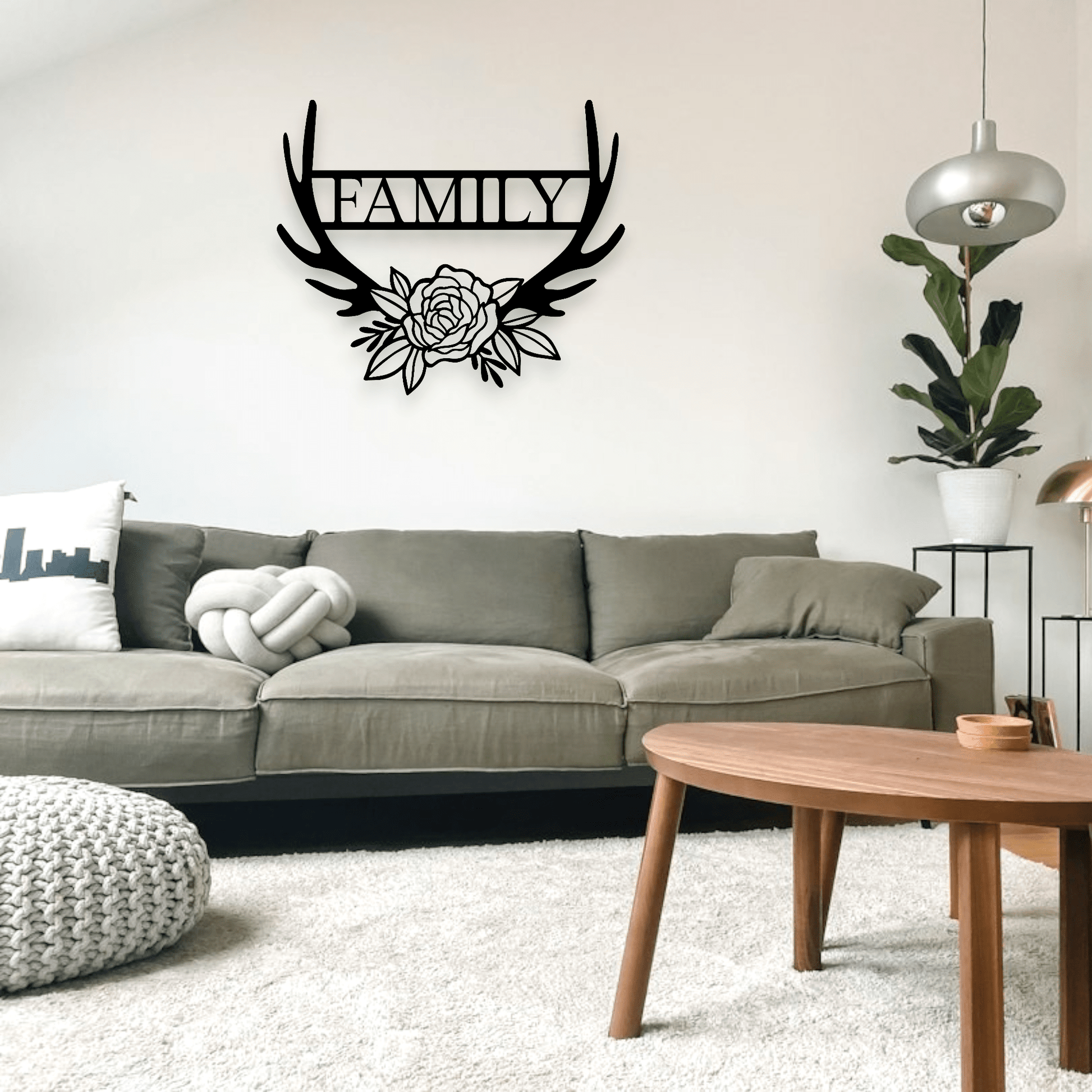 Personalised Floral Antler Wall Art Wall Decor Whimsic 