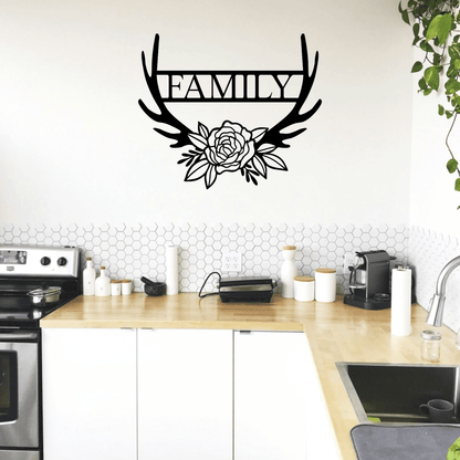 Personalised Floral Antler Wall Art Wall Decor Whimsic 