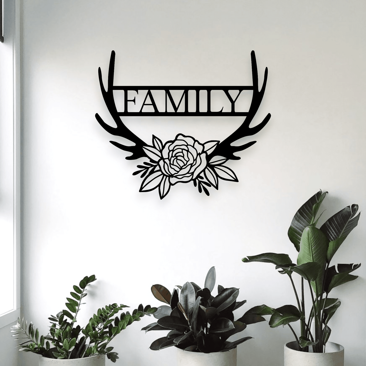 Personalised Floral Antler Wall Art Wall Decor Whimsic 