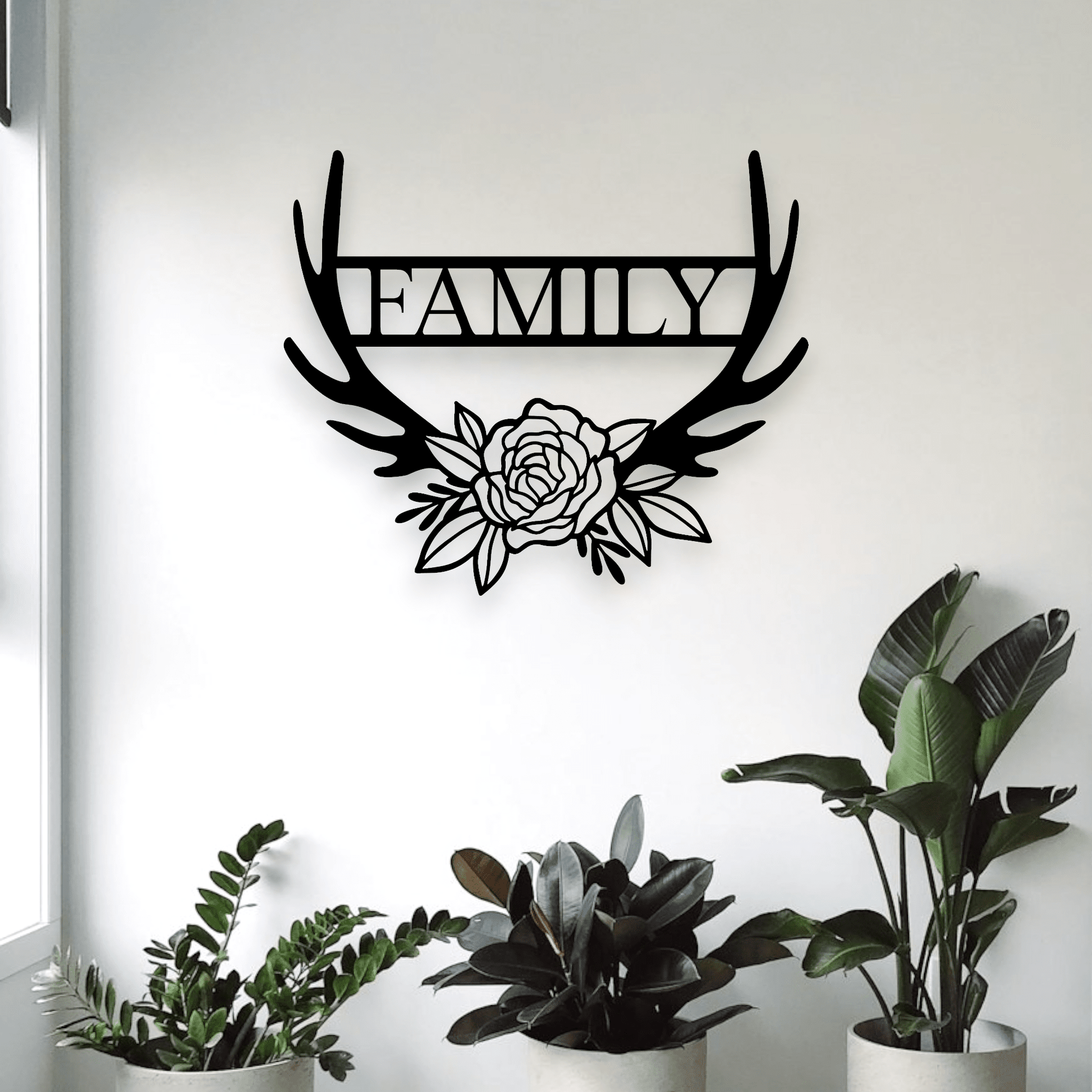 Personalised Floral Antler Wall Art Wall Decor Whimsic 
