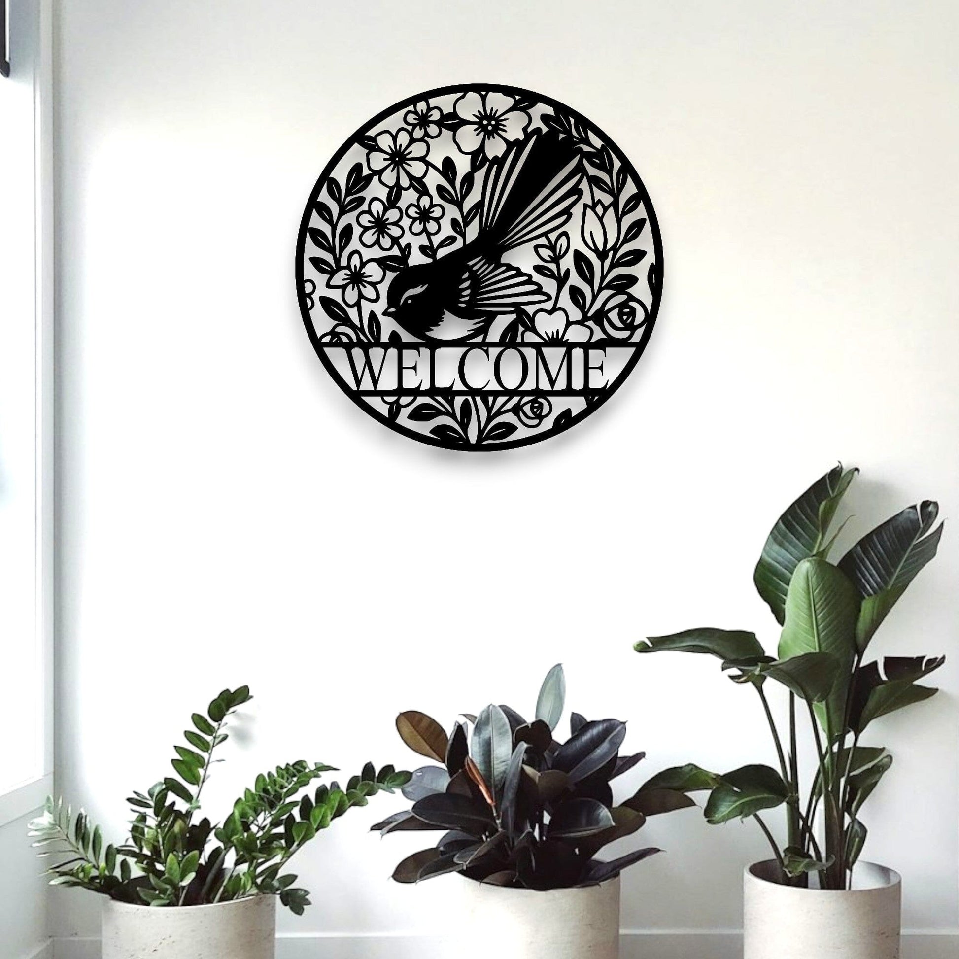 Personalised Floral Fantail Round Wall Décor Whimsic 