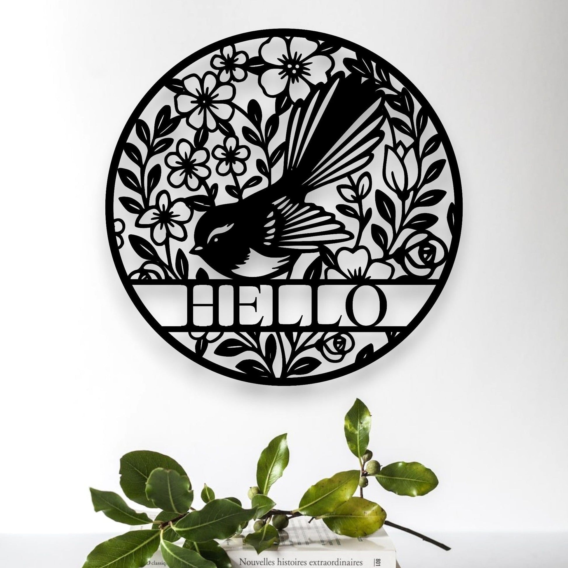 Personalised Floral Fantail Round Wall Décor Whimsic 
