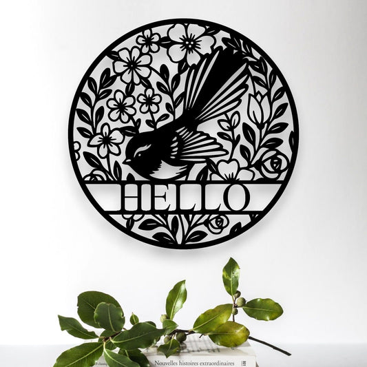 Personalised Floral Fantail Round Wall Décor Whimsic 