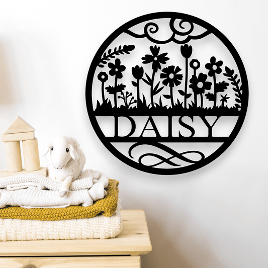 Personalised Floral Name Round Whimsic 
