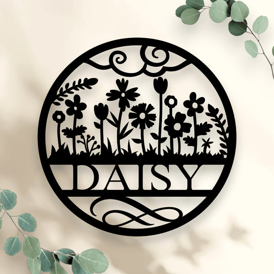 Personalised Floral Name Round Whimsic 