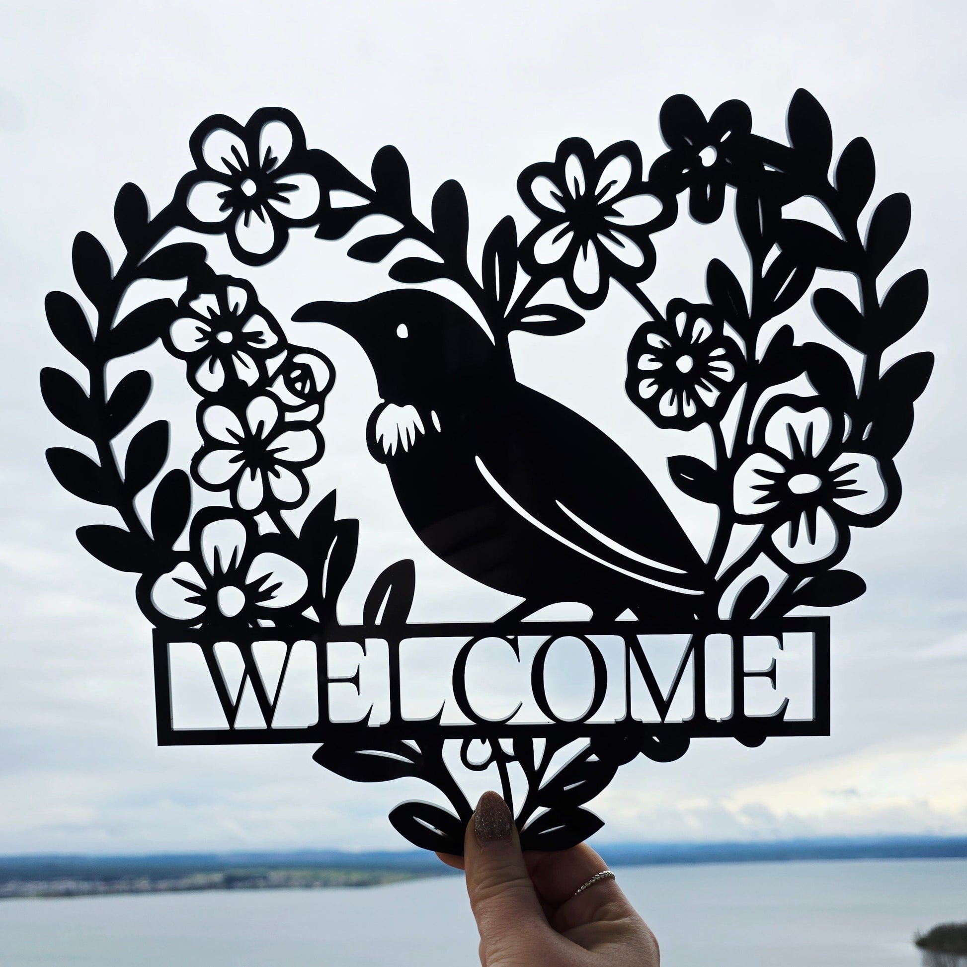 Personalised Floral Tūī Heart Wall Décor Whimsic 