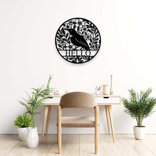 Personalised Floral Tui Round Wall Décor Whimsic 