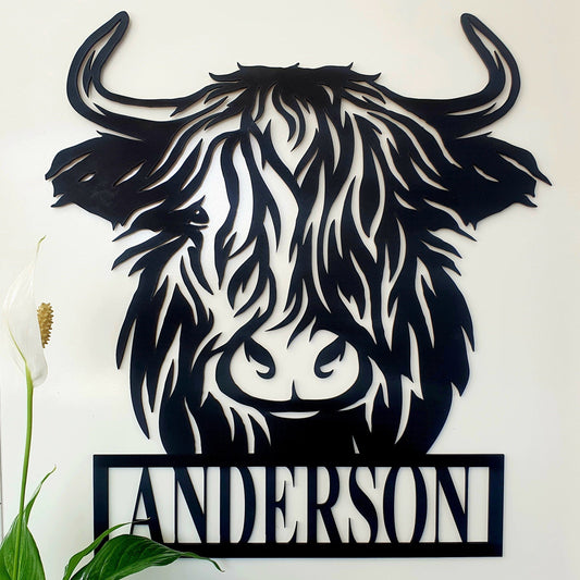 Personalised Highland Cow Wall Art Whimsic 