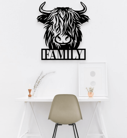Personalised Highland Cow Wall Art Whimsic 