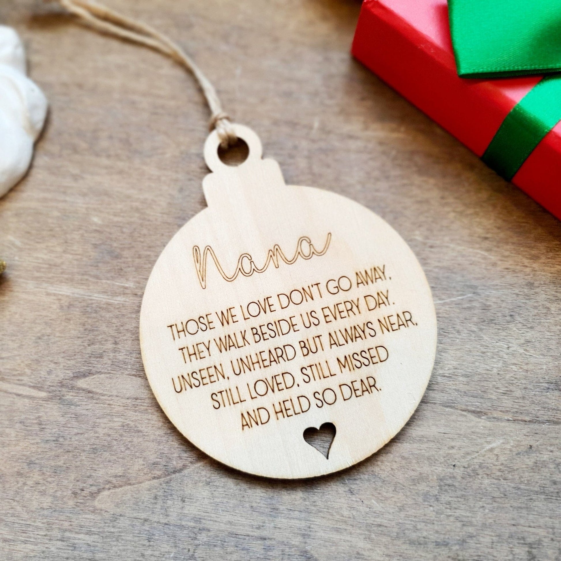 Personalised Memorial Ornament Whimsic Natural Wood 