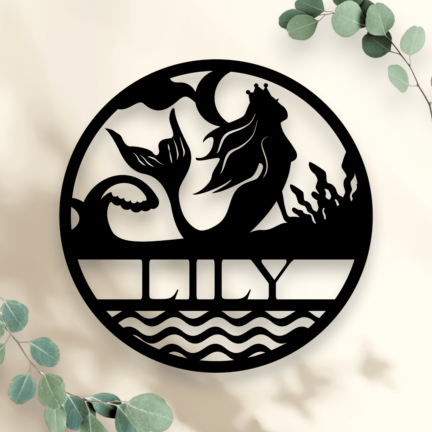 Personalised Mermaid Name Round Whimsic 