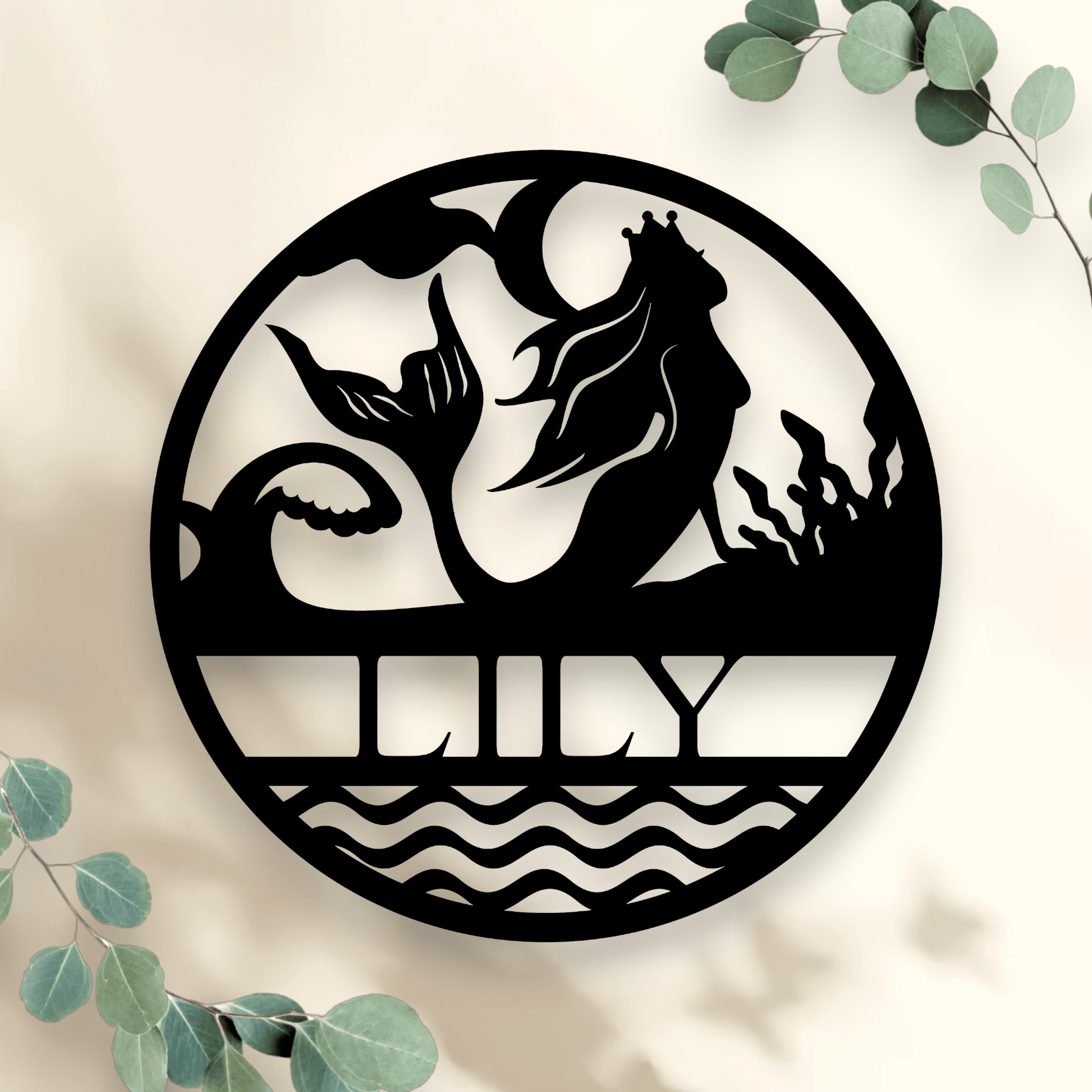 Personalised Mermaid Name Round Whimsic 