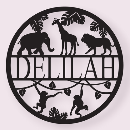 Personalised Safari Name Round Whimsic 