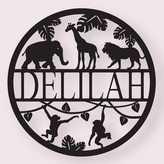 Personalised Safari Name Round Whimsic 