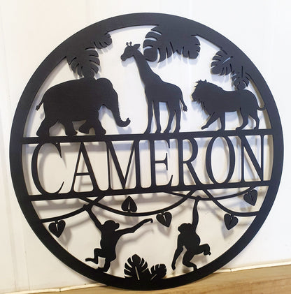 Personalised Safari Name Round Whimsic 