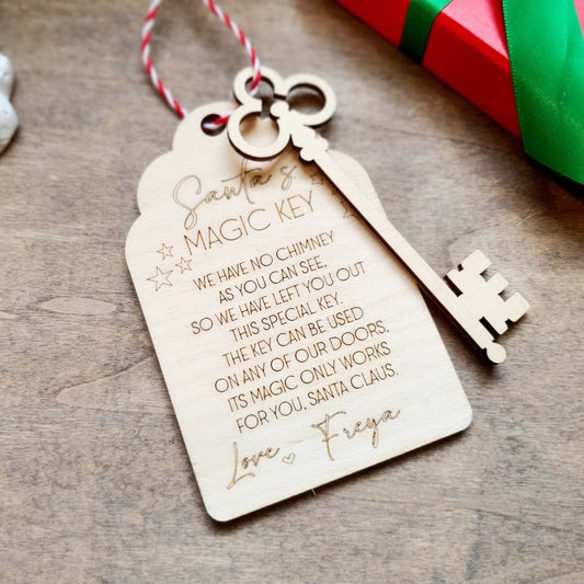 Personalised Santa's Magic Key Whimsic Natural Wood 
