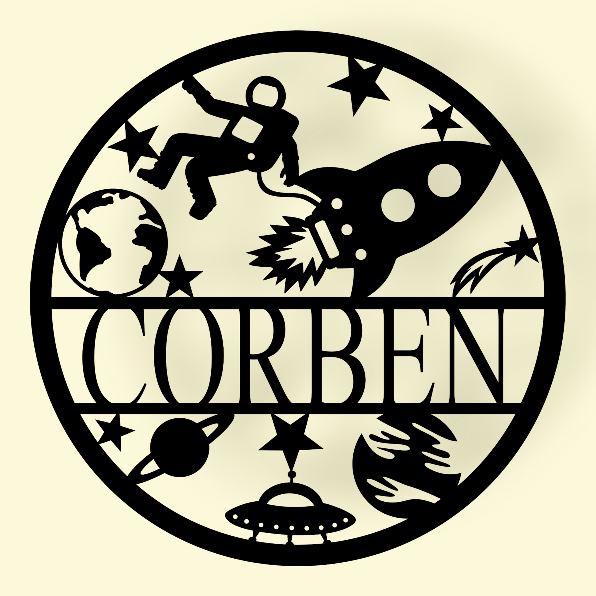 Personalised Space Name Round Whimsic 