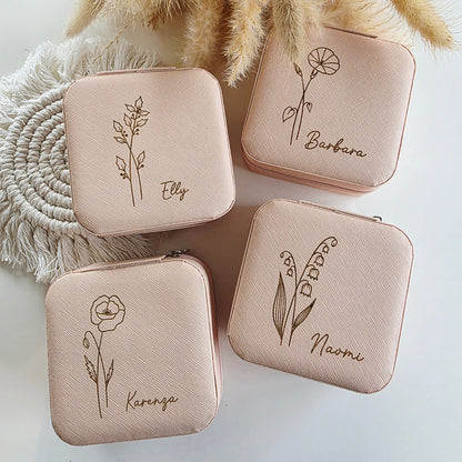 Personalised Travel Jewellery Box Whimsic Nude January 