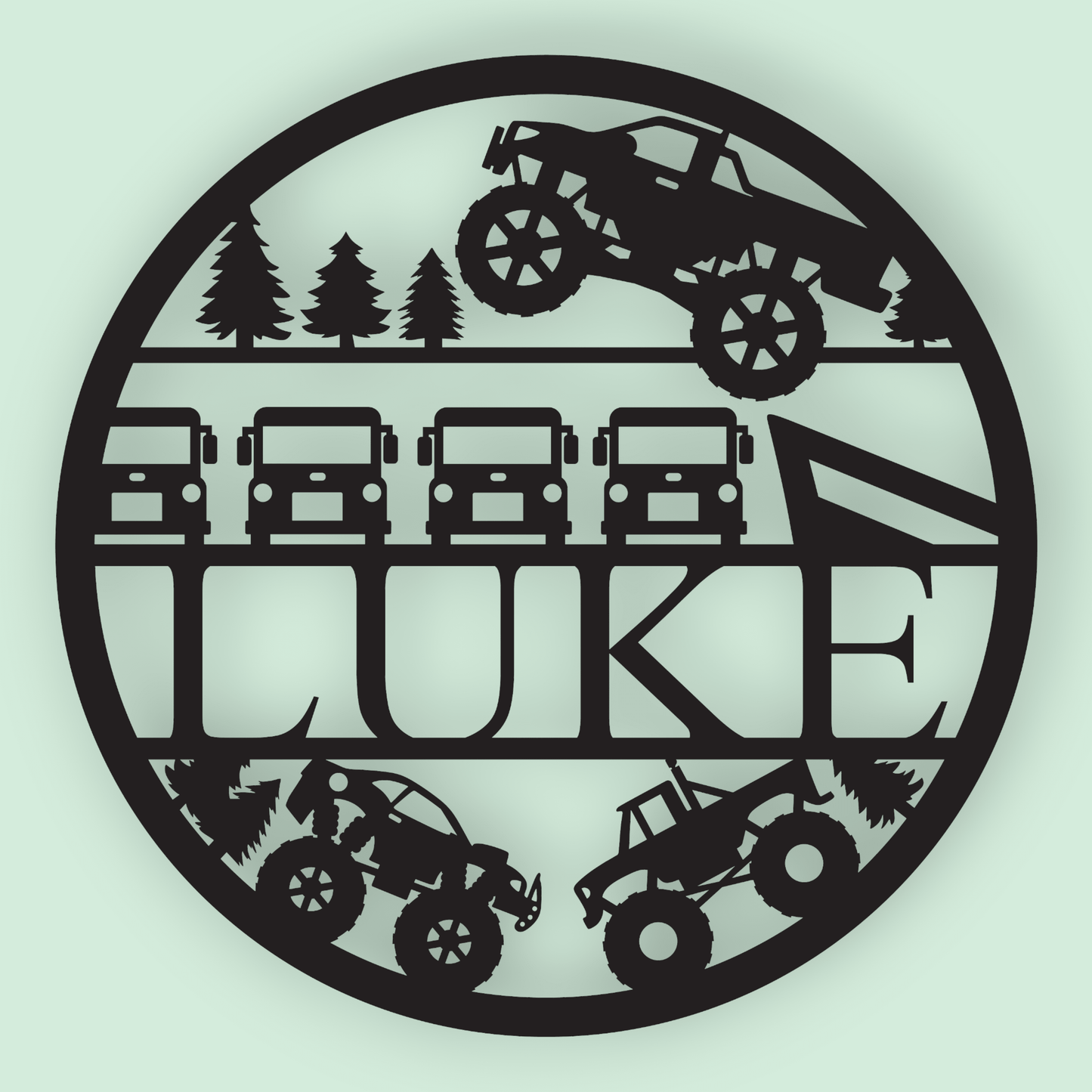 Personalised Trucks Name Round Whimsic 